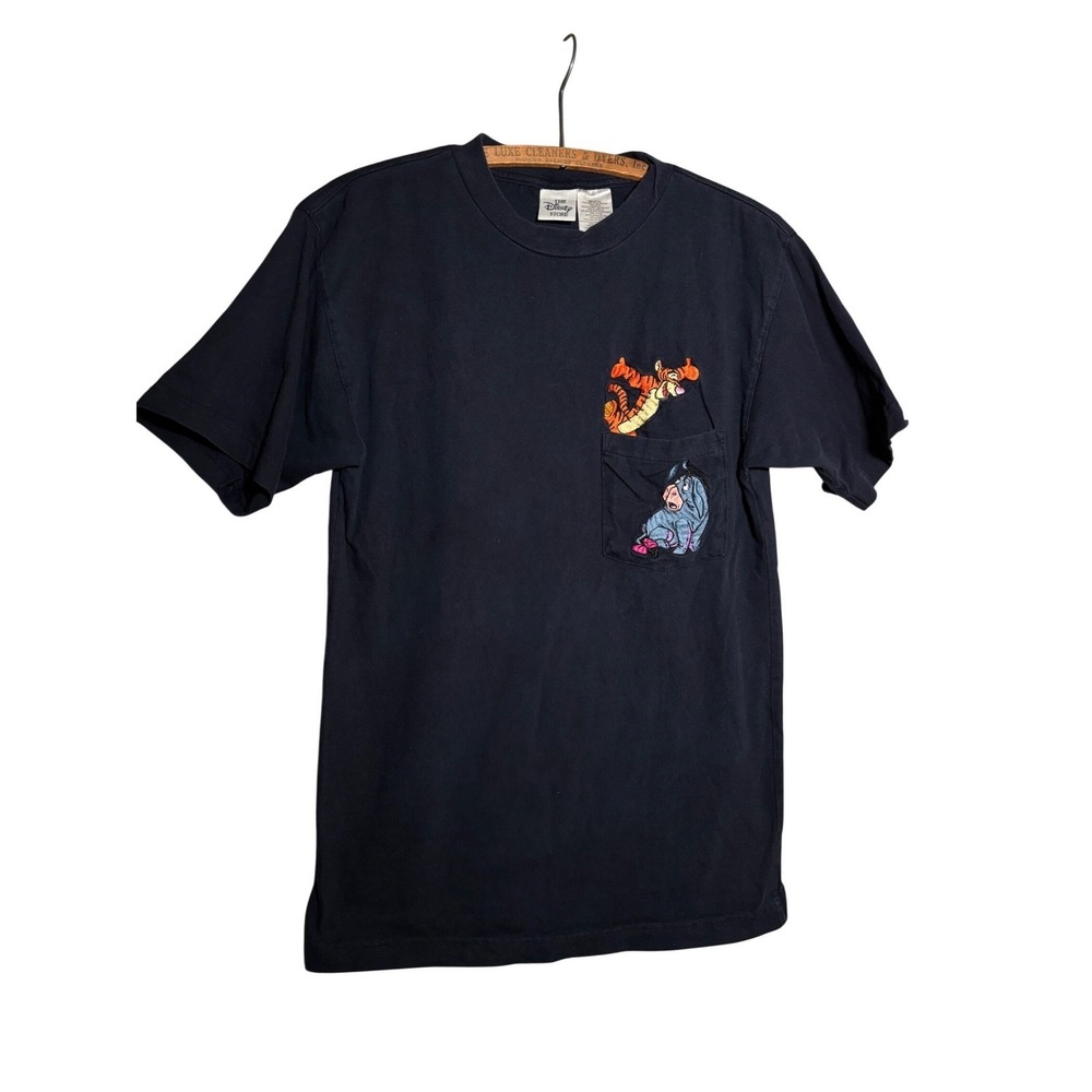 Disney Store Womens S Vintage Tigger Eeyore Pocket T-Shirt Navy Blue Winnie Pooh